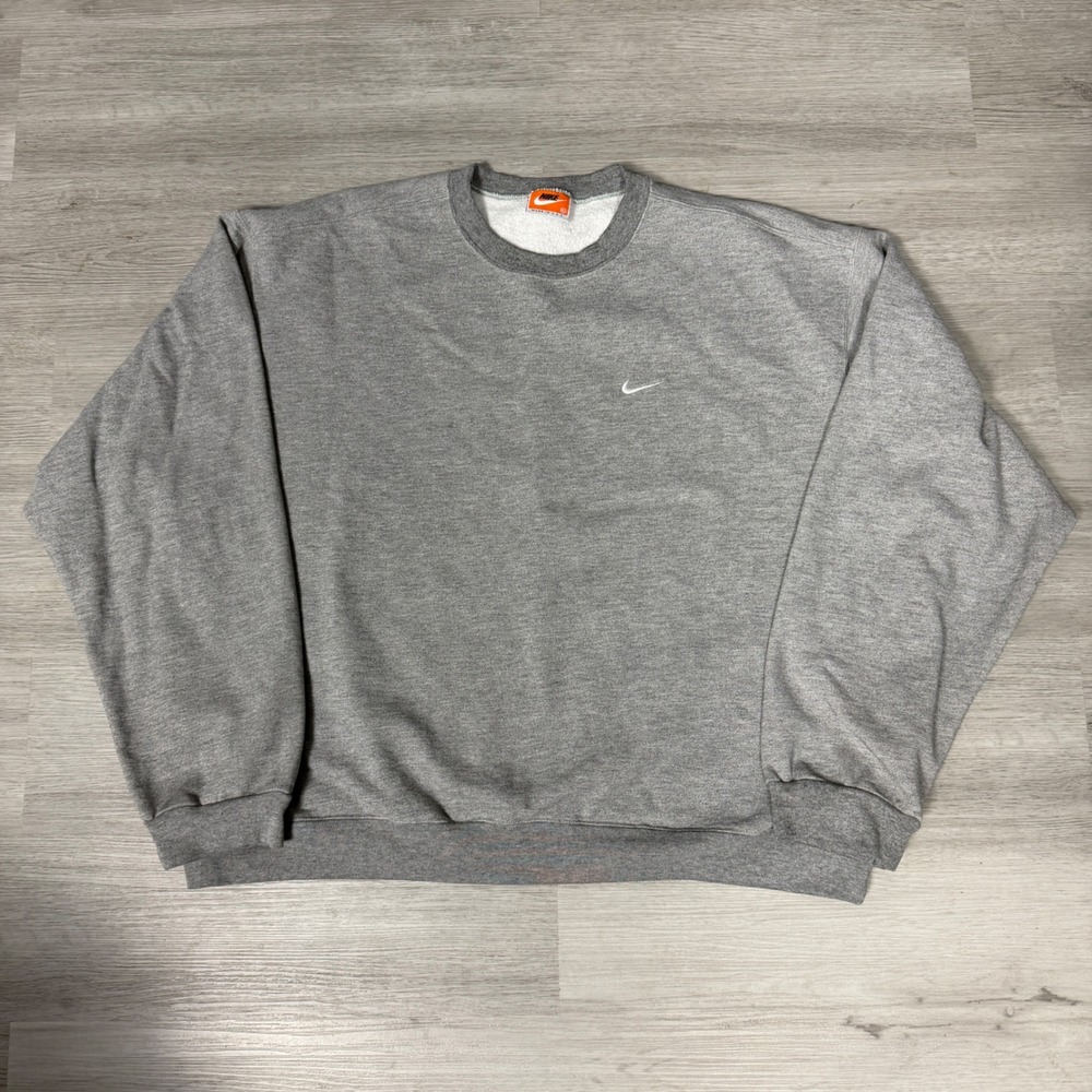 Vintage Nike Orange Tab Sweatshirt XL Heather Gray USA Made Embroidered Swoosh